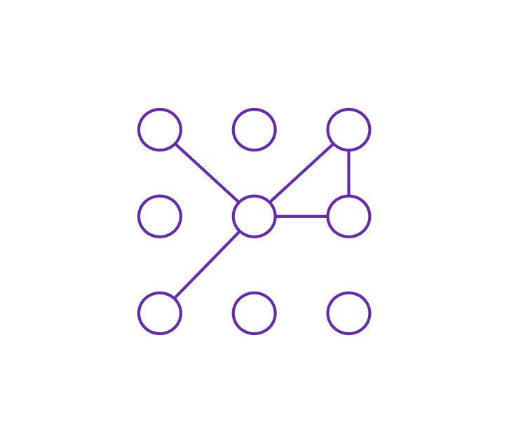Network diagram with a central node connected to multiple surrounding nodes, illustrating interconnected capabilities.