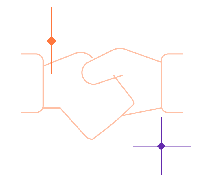 A stylized interconnected network diagram with nodes and lines representing capabilities and initiatives.