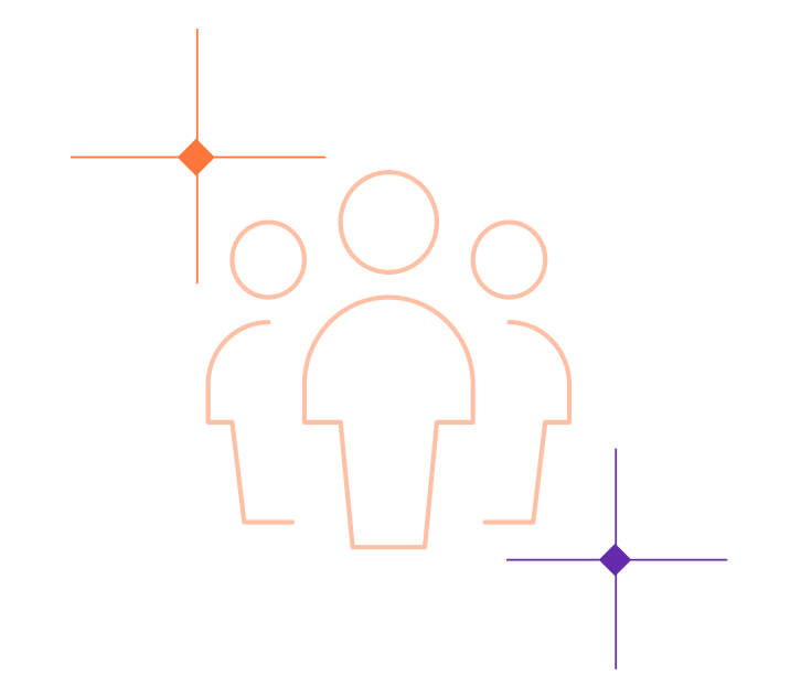 Outline of three people with the words "Capabilities," "Our DNA," and "Our People" above, emphasizing team strengths and