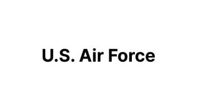 "U.S. Air Force logo with bold black text on a white background."
