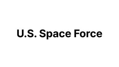 U.S. Space Force logo with bold black text on a white background.