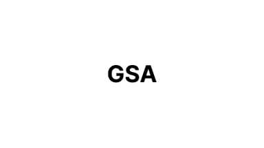 GSA logo with bold black letters on a white background.