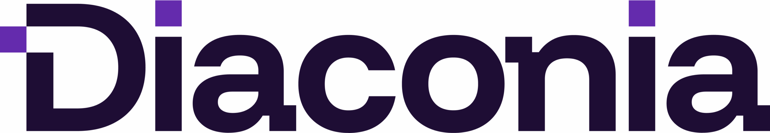 Diaconia logo with a purple and black color scheme, featuring a stylized "D" and the word "Diaconia" beneath it.