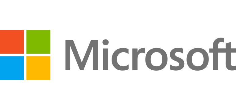 The image features the Microsoft logo with four colored squares and the word "Microsoft" in gray text.